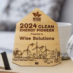 Custom Shaped Bamboo Awards - Economy and Eco-Friendly Engraved Awards. Engraved with your text and art or logo.