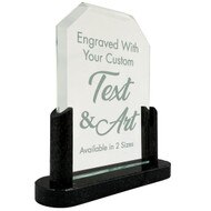 Custom Glass Award - Clipped Glass Award comes with a Marble Stone base. Personalize this award with your Text and Artwork