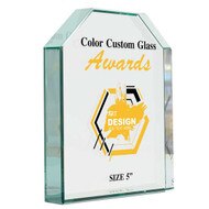 Custom Standing Clipped Corners Glass Award - Full Color Printed jade award that is personalized with your own design