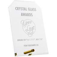 Custom Engraved Clipped Corners Economy Glass Award with your Logo, Message, and Art.