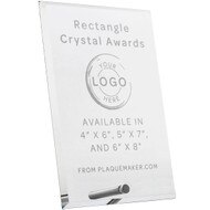 Custom Economy Glass Award - Rectangle Shaped with Gold Pin. Engraved with your text and art or logo.