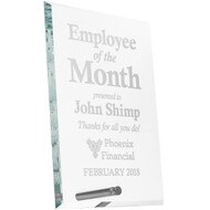 Employee of the Month Custom Peak Economy Award with Gold Pin. Engraved with your text and art or logo.