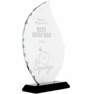 Custom Glass Award - Faceted Flame Glass Award on Black Base. Engraved with your text and art or logo.