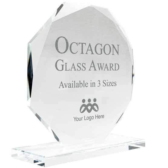 Custom Engraved Glass Octagon Awards With Your Text And Logo