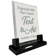 Custom Glass Award - Rectangle Glass Award with a Marble base. Laser Engraved award with your personalized Text & Artwork