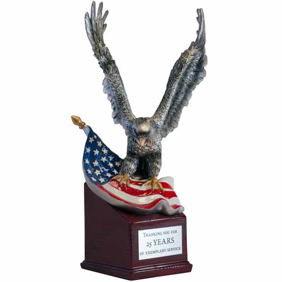 Resin Trophy - Eagle Award with Full Color and Metal Plate. Printed with your text and art or logo.