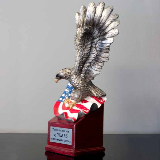 Colored Eagle Resin Trophy on Desk