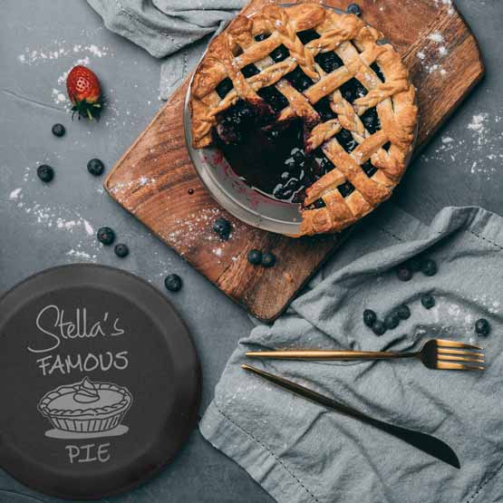 Pie Pan with Black Lid on Table