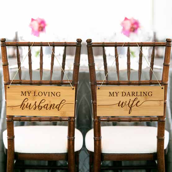 Husband & Wife Chair Sign on Chairs