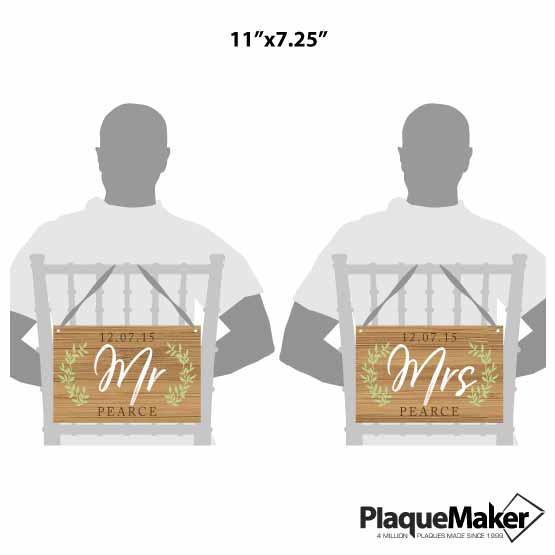 Mr. and Mrs. Chair Sign Size Guide