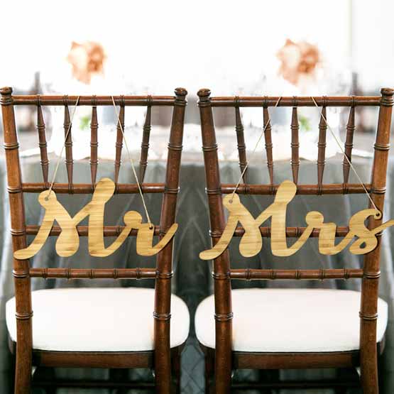 Mr & Mrs Cutout Sign on Chairs