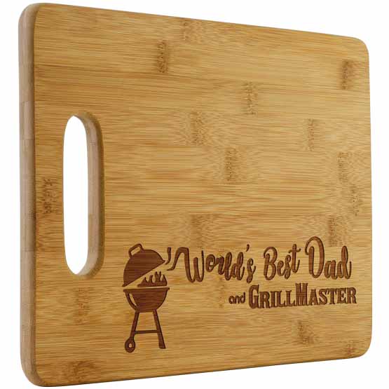 World's Best Dad Cutting Board | 11.5x8.75, Bamboo, PlaqueMaker