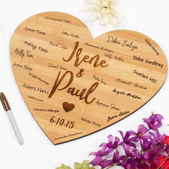 Custom Heart Guest Book on Table