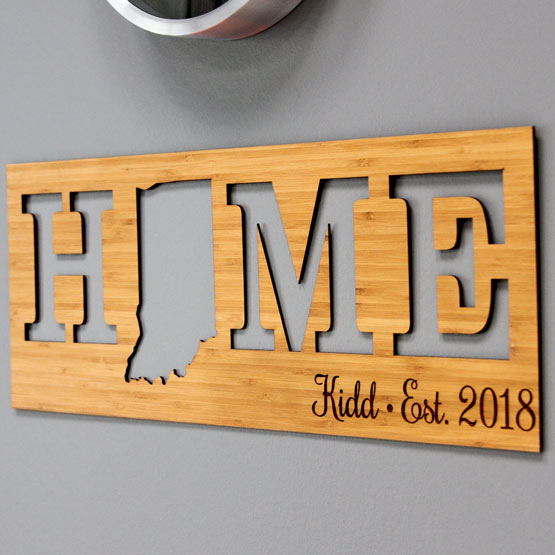 Home Cutout State Wood Sign on Wall