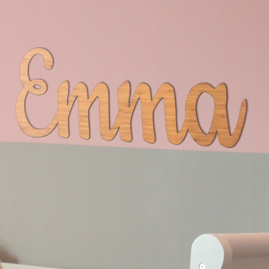 Custom Cut Bamboo Letters on Wall