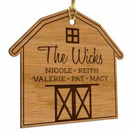 Custom Family Barn Bamboo Ornament
