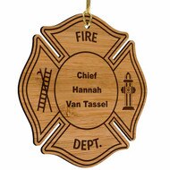 Custom Fire Dept Bamboo Ornament