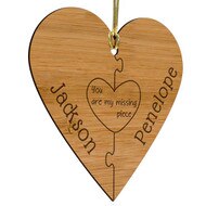 Custom Heart Puzzle Bamboo Ornament