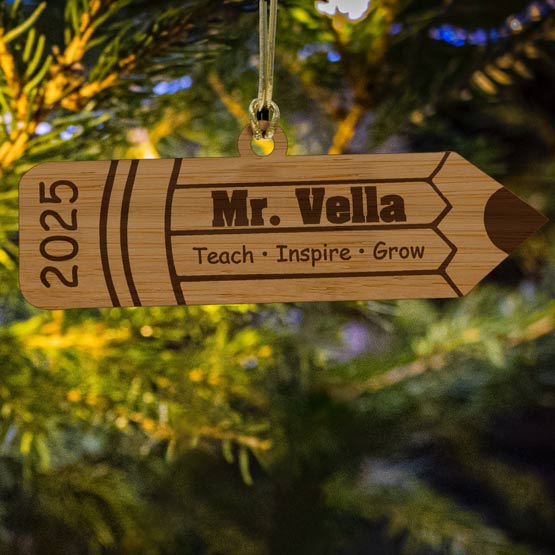 Teacher's Pencil Ornament in Tree