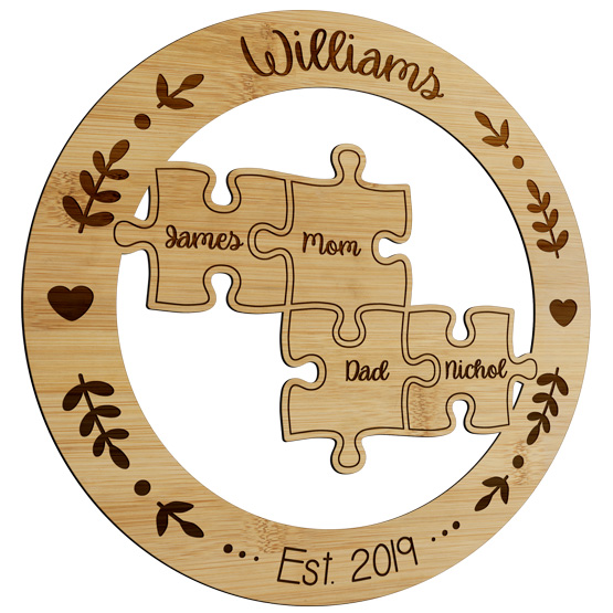 Custom Family Puzzle Bamboo Sign