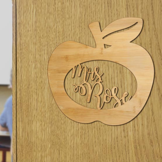 Custom Apple Door Sign on Door