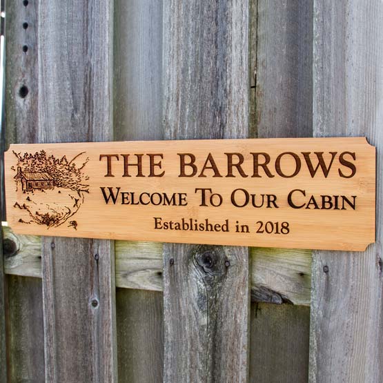 Welcome to Cabin Wood Sign on Wood