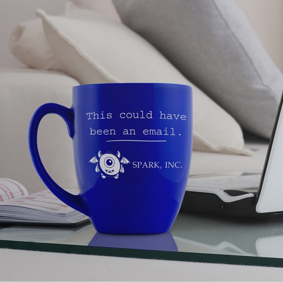 Could Been Email Blue Mug on Desk