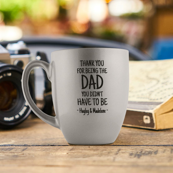 Custom Thank You Dad Mug on Table