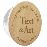 Round Glass Baking Dish With Light Bamboo Lid Featuring Engraving And Sizing Options Custom Text
