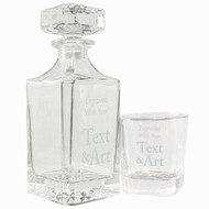 Custom Set Of Square Glass Decanter With Stopper And Rocks Glass Featuring Customization Options