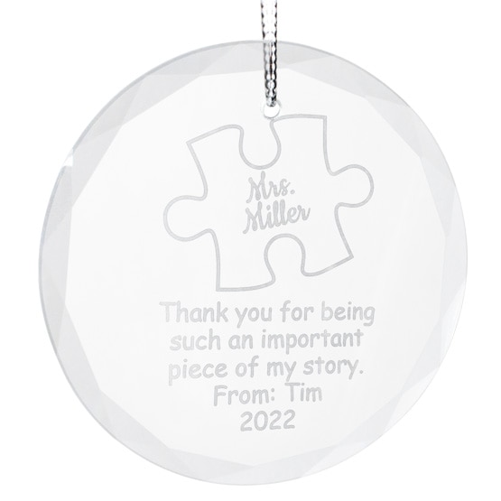 Custom Puzzle Piece Glass Ornament