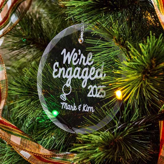 We're Engaged Year Ornament on Tree