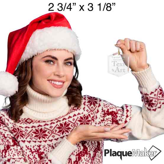 Woman Holding Glass Hexagon Ornament To Demonstrate Size Comparison