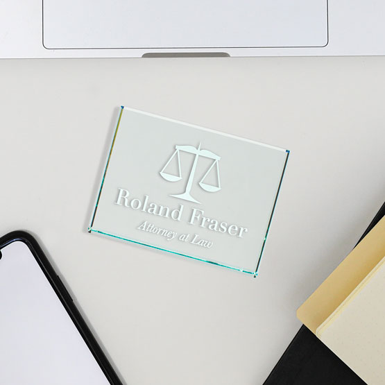 Justice Scales Paperweight on Desk