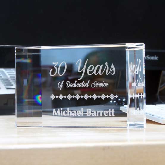 Crystal Facet Paperweight on Desk