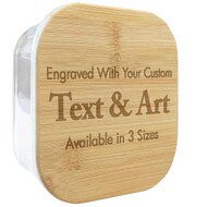 Custom Square Glass Baking Dish With Light Bamboo Lid Featuring Engraving And Sizing Options