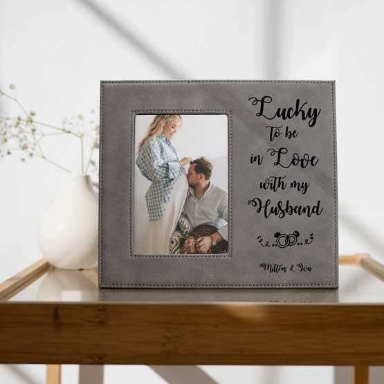 Love My Husband Gray Frame on Table