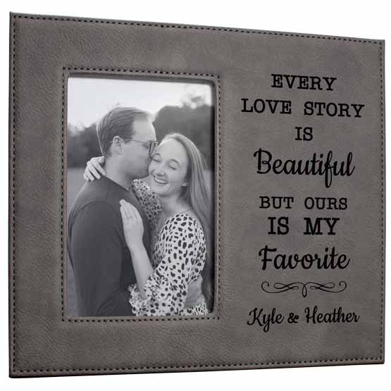 Love Our Story Gray Frame on Table