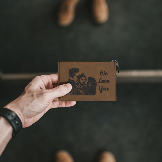 Custom Dark Brown Wallet in Hand