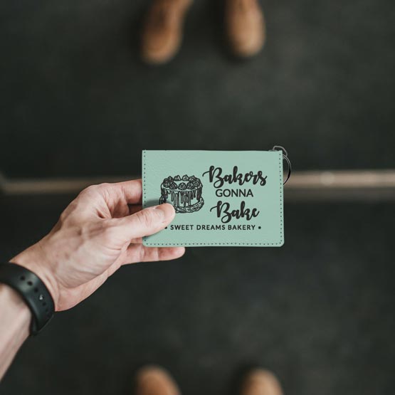 Custom Teal Leather Wallet in Hand