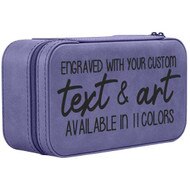 Custom Purple Faux Leather Jewelry Box With Text Featuring Engraving And Color Customization Options
