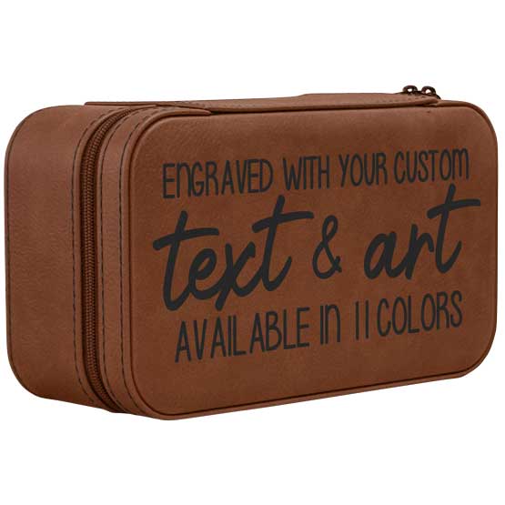Custom Jewelry Box With Rawhide Faux Leather Design Featuring Engraving And Color Options