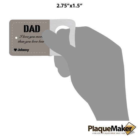 Dad Gray Bottle Opener Size Chart