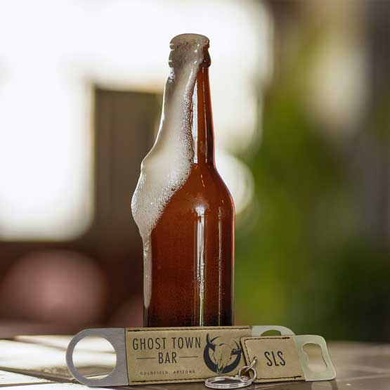 Brown Keychain w/ Keyring on Table