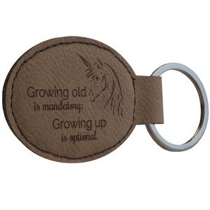 Custom Oval Keychain - Dark Synthetic Leather