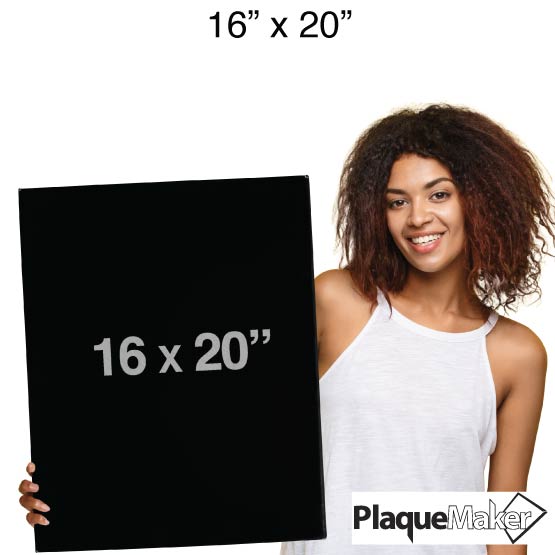 Wrapped Faux Leather Black with Silver Rectangle Canvas - Customized with your Text and Art, available at 16” x 20”