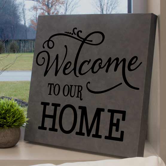 Leather Gray Square Canvas on Table