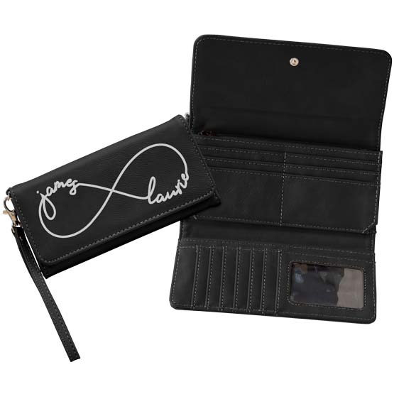 Black Faux Leather Wallet Opened