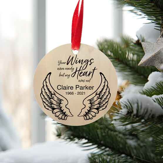 Custom maple ornament on tree