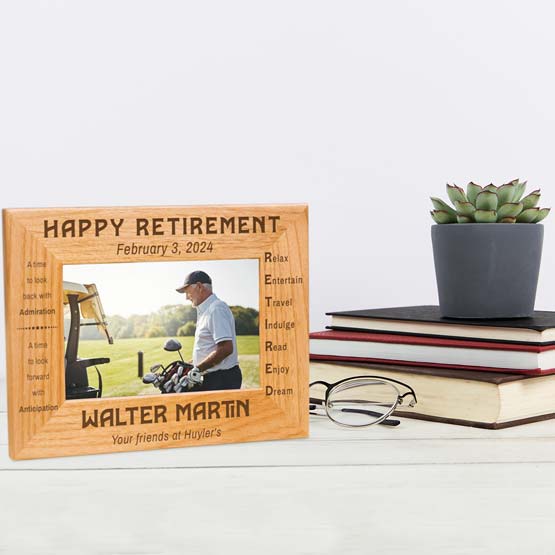 Let your employee’s know you appreciate all their hard work and dedication to the company with our Happy Retirement Frame.